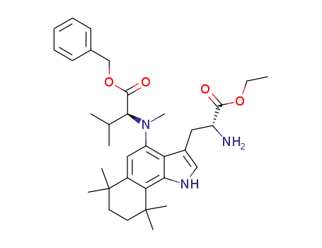 (S,R)-ethyl 3-(4-(methyl(1-(((phenylmethyl)oxy)carbonyl)-2-methylpropyl)amino)-6,7-(1,2,3,4-tetrahydro-1,1,4,4-tetramethylbenzo)-1H-indol-3-yl)-2-aminopropionate