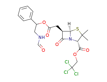(5<i>R</i>)-6<i>t</i>-(2-formylamino-1-phenyl-ethoxycarbonylmethyl)-3,3-dimethyl-7-oxo-(5<i>r</i><i>H</i>)-4-thia-1-aza-bicyclo[3.2.0]heptane-2<i>c</i>-carboxylic acid 2,2,2-trichloro-ethyl ester