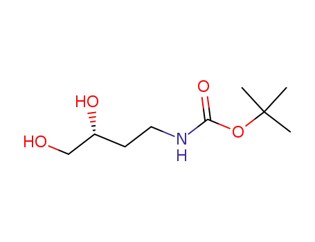 Molecular Structure of 143565-80-4 (Carbamic acid, (3,4-dihydroxybutyl)-, 1,1-dimethylethyl ester, (R)- (9CI))
