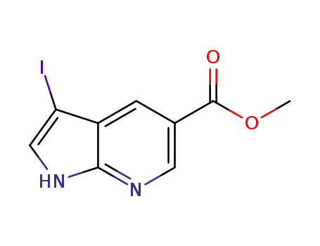 Molecular Structure of 944937-30-8 (3-IODO-1H-PYRROLO[2,3-B]PYRIDINE-5-CARBOXYLICACIDMETHYLESTER)