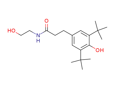 Molecular Structure of 40388-53-2 (Benzenepropanamide,3,5-bis(1,1-dimethylethyl)- 4-hydroxy-N-(2-hydroxyethyl)- )