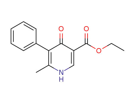 Molecular Structure of 63514-30-7 (3-Pyridinecarboxylic acid, 4-hydroxy-6-methyl-5-phenyl-, ethyl ester)