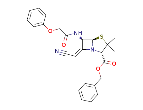 benzyl (2S,5R,6R)-(E)-7-cyanomethylene-3,3-dimethyl-6-phenoxyacetamido-4-thia-1-azabicyclo<3.2.0>-heptane-2-carboxylate