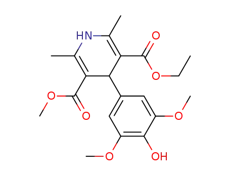 Molecular Structure of 161187-64-0 (3,5-Pyridinedicarboxylic acid,
1,4-dihydro-4-(4-hydroxy-3,5-dimethoxyphenyl)-2,6-dimethyl-, ethyl
methyl ester)