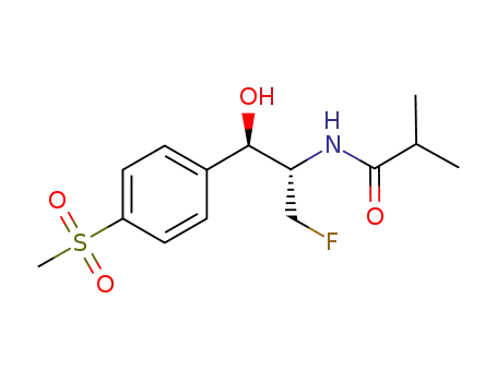 Molecular Structure of 138872-74-9 (Propanamide,
N-[(1S,2R)-1-(fluoromethyl)-2-hydroxy-2-[4-(methylsulfonyl)phenyl]ethyl]-
2-methyl-)