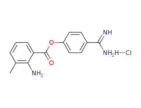 Molecular Structure of 88399-22-8 (Benzoic acid, 2-amino-3-methyl-, 4-(aminoiminomethyl)phenyl ester,
monohydrochloride)