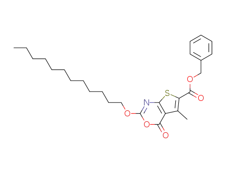 Molecular Structure of 554439-74-6 (2-dodecyloxy-5-methyl-4-oxo-4H-thieno[2,3-d][1,3]oxazine-6-carboxylic acid benzyl ester)