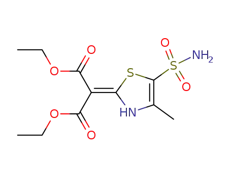 Molecular Structure of 398146-89-9 (Propanedioic acid, [5-(aminosulfonyl)-4-methyl-2(3H)-thiazolylidene]-,
diethyl ester)