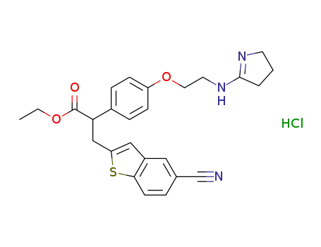 Ethyl 3-(5-Cyanobenzo[b]thien-2-yl)-2-[4-[2-(1-pyrrolin-2-yl)aminoethoxy]phenyl]propionate Hydrochloride