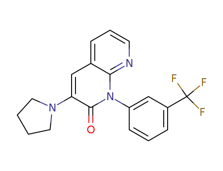 Molecular Structure of 136272-85-0 (3-(1-pyrrolidinyl)-1-(3-trifluoromethylphenyl)-1,8-naphthyridin-2(1H)-one)