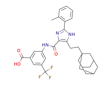 Molecular Structure of 269069-98-9 (3-{[5-(2-Adamantan-1-yl-ethyl)-2-o-tolyl-1H-imidazole-4-carbonyl]-amino}-5-trifluoromethyl-benzoic Acid)