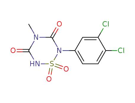 Molecular Structure of 80653-08-3 (2H-4-methyl-6-(3',4'-dichlorophenyl)-3,4,5,6-tetrahydro-1,2,4,6-thiatriazine-3,5-dione-1,1-dioxide)