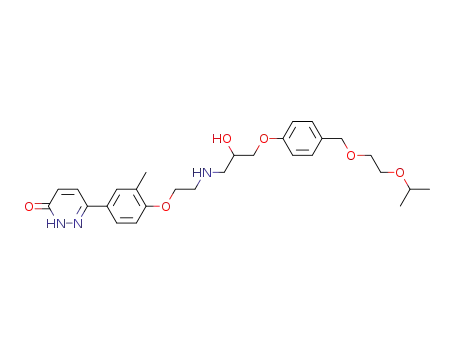 Molecular Structure of 133155-22-3 (6-[4-[2-[3-(4-(2-isopropoxyethoxy-methyl)phenoxy)-2-hydroxy-propylamino]ethoxy]-3-methyl-phenyl]-3(2H)-pyridazinone)