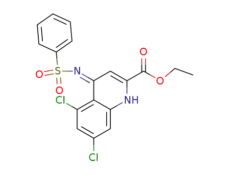 Molecular Structure of 166981-72-2 (5,7-Dichloro-4-[benzenesulfonylimino]-1,4-dihydroquinoline-2-carboxylic acid, ethyl ester)