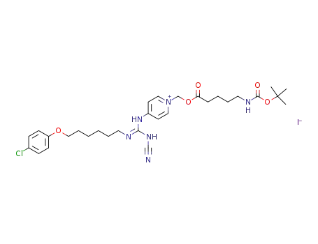 1-[5-(N-tert-butoxycarbonylamino)-pentanoyloxymethyl]-4-[N'-cyano-N-(6-(4-chlorophenoxy)-hexyl)-N-guanidino]-pyridinium iodide