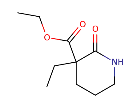 Molecular Structure of 7033-83-2 (3-Piperidinecarboxylic acid, 3-ethyl-2-oxo-, ethyl ester)