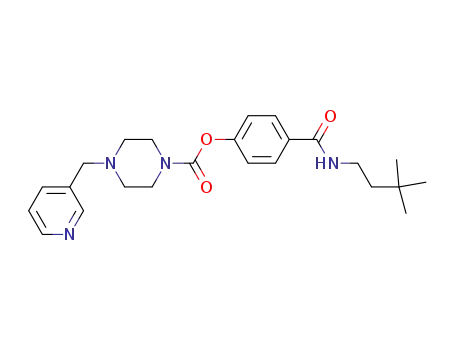 Molecular Structure of 548769-43-3 (4-Pyridin-3-ylmethyl-piperazine-1-carboxylic acid 4-(3,3-dimethyl-butylcarbamoyl)-phenyl ester)