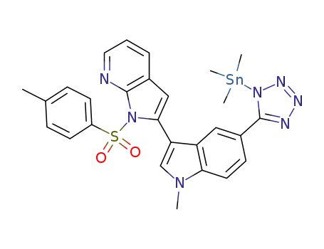 2-[1-methyl-5-(1-trimethylstannanyl-1H-tetrazol-5-yl)-1H-indol-3-yl]-1-(toluene-4-sulfonyl)-1H-pyrrolo[2,3-b]pyridine