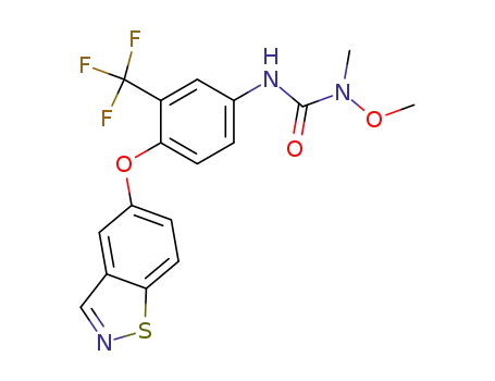 Molecular Structure of 89744-39-8 (Urea,
N'-[4-(1,2-benzisothiazol-5-yloxy)-3-(trifluoromethyl)phenyl]-N-methoxy-
N-methyl-)
