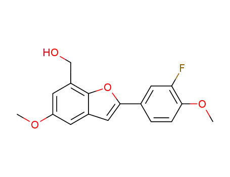 Molecular Structure of 551001-56-0 ([2-(3-Fluoro-4-methoxy-phenyl)-5-methoxy-benzofuran-7-yl]-methanol)