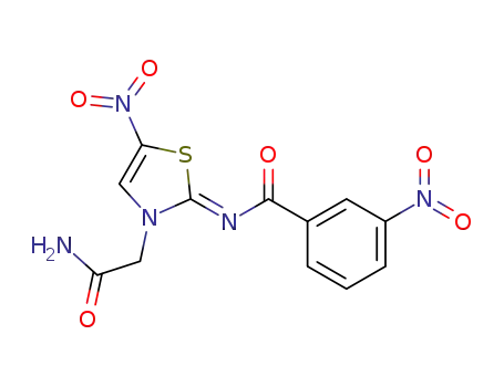 Molecular Structure of 79798-96-2 (N-[(2E)-3-(2-amino-2-oxoethyl)-5-nitro-1,3-thiazol-2(3H)-ylidene]-3-nitrobenzamide)