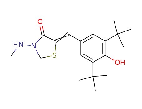 Molecular Structure of 132392-65-5 ((5Z)-5-[(3,5-di-tert-butyl-4-hydroxyphenyl)methylidene]-3-(methylamino)-1,3-thiazolidin-4-one)
