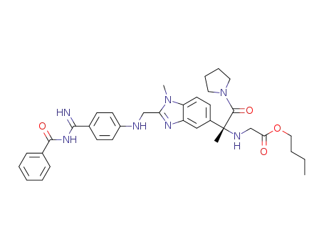 Molecular Structure of 345957-38-2 ((R)-2-[4-(N-phenylcarbonylamidino)-phenylaminomethyl]-1-methyl-5-[1-(n-butyloxycarbonylmethylamino)-1-(pyrrolidinocarbonyl)-ethyl]-benzimidazole)