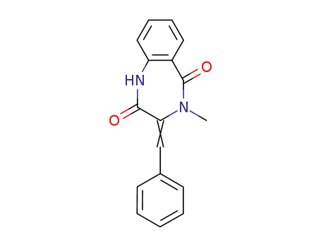 Molecular Structure of 31965-37-4 (3,4-Dihydro-4-methyl-3-(phenylmethylene)-1H-1,4-benzodiazepine-2,5-dione)