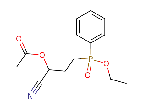 Molecular Structure of 76734-43-5 ((3-Acetoxy-3-cyano-propyl)-phenylphosphinic acid ethyl ester)