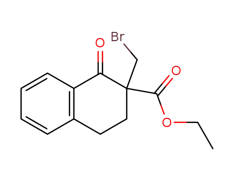 Molecular Structure of 129104-39-8 (2-Naphthalenecarboxylic acid,
2-(bromomethyl)-1,2,3,4-tetrahydro-1-oxo-, ethyl ester)