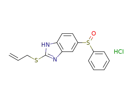 Molecular Structure of 105770-66-9 (1H-Benzimidazole, 5-(phenylsulfinyl)-2-(2-propenylthio)-,
monohydrochloride)
