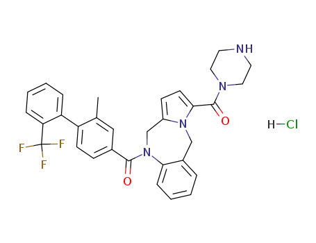 10,11-Dihydro-10-[[2-methyl-2'-trifluoromethyl-[1,1'-biphenyl]-4-yl]carbonyl]-3-(1-piperazinylcarbonyl)-5H-pyrrolo[2,1-c][1,4]benzodiazepine hydrochloride salt