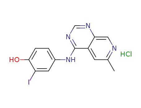 Molecular Structure of 186519-75-5 (2-iodo-4-(6-methyl-pyrido[3,4-d]pyrimidin-4-ylamino)-phenol hydrochloride)