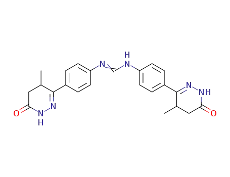 Molecular Structure of 87988-27-0 (Methanimidamide,
N,N'-bis[4-(1,4,5,6-tetrahydro-4-methyl-6-oxo-3-pyridazinyl)phenyl]-)
