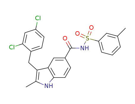 3-(2,4-dichlorobenzyl)-2-methyl-5-((3-methylbenzene)-sulfonylcarbamoyl)indole