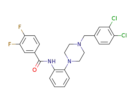 Molecular Structure of 538342-61-9 (Benzamide,
N-[2-[4-[(3,4-dichlorophenyl)methyl]-1-piperazinyl]phenyl]-3,4-difluoro-)