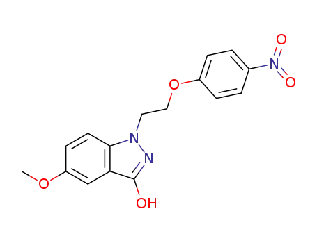 Molecular Structure of 197584-30-8 (5-methoxy-1-[2-(4-nitrophenoxy)ethyl]-1H-indazole-3-ol)