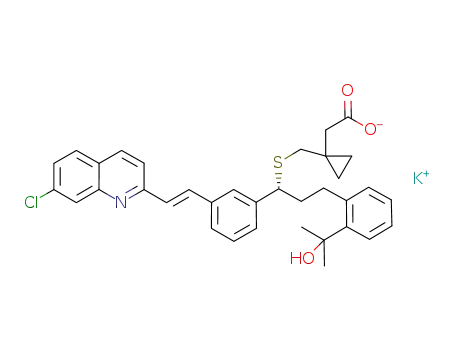 potassium 1-(((1(R)-(3-(2-(7-chloro-2-quinolinyl)ethenyl)phenyl)-3-(2-(1-hydroxy-1-methylethyl)phenyl)propyl)thio)methyl)cyclopropane acetate