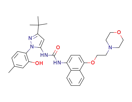 Urea,
N-[3-(1,1-dimethylethyl)-1-(2-hydroxy-4-methylphenyl)-1H-pyrazol-5-yl]-
N'-[4-[2-(4-morpholinyl)ethoxy]-1-naphthalenyl]-