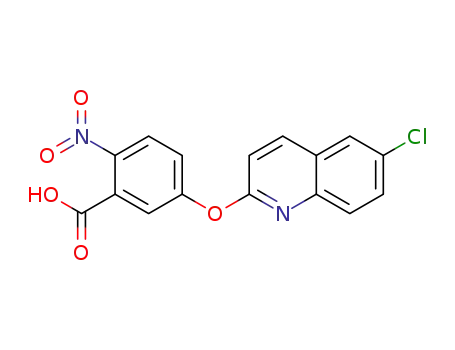 Molecular Structure of 92449-41-7 (Benzoic acid, 5-[(6-chloro-2-quinolinyl)oxy]-2-nitro-)