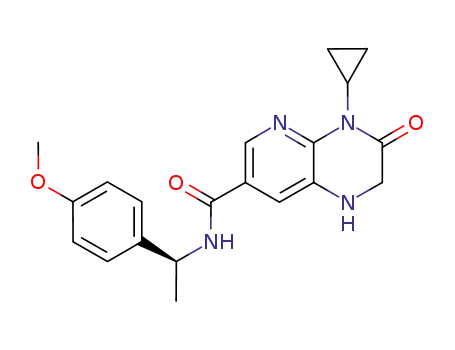 Molecular Structure of 848572-35-0 (Pyrido[2,3-b]pyrazine-7-carboxamide,
4-cyclopropyl-1,2,3,4-tetrahydro-N-[(1S)-1-(4-methoxyphenyl)ethyl]-3-ox
o-)