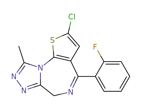 Molecular Structure of 54123-15-8 (2-chloro-4-(2-fluoro-phenyl)-9-methyl-6<i>H</i>-thieno[3,2-<i>f</i>][1,2,4]triazolo[4,3-<i>a</i>][1,4]diazepine)