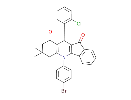 Molecular Structure of 1009033-46-8 (10-(4-bromophenyl)-5-(2-chlorophenyl)-7,8-dihydro-7,7-dimethyl-5H-indeno[1,2-b]quinolin-9,11(6H,10H)-dione)