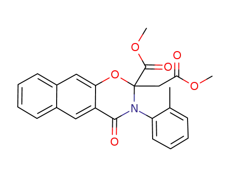 Molecular Structure of 1098782-64-9 (dimethyl 2-(methoxycarbonylmethyl)-4-oxo-3-o-tolyl-3,4-dihydro-2H-naphtho[2,3-e][1,3]oxazine-2-carboxylate)