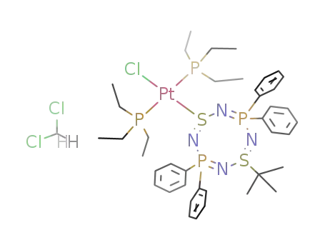 trans-{chloro-bis(triethylphosphino)-(1,1,5,5-tetraphenyldiphospha-dithia-tetrazocin-S-yl)platinum} * CH<sub>2</sub>Cl<sub>2</sub>