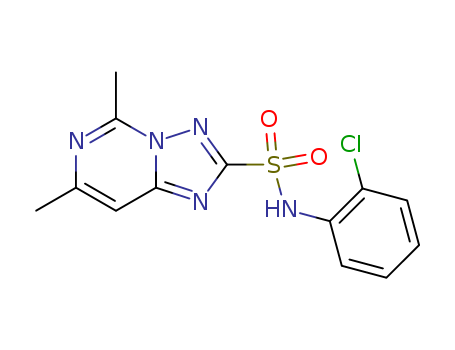 Molecular Structure of 112729-26-7 ([1,2,4]Triazolo[1,5-c]pyrimidine-2-sulfonamide,
N-(2-chlorophenyl)-5,7-dimethyl-)