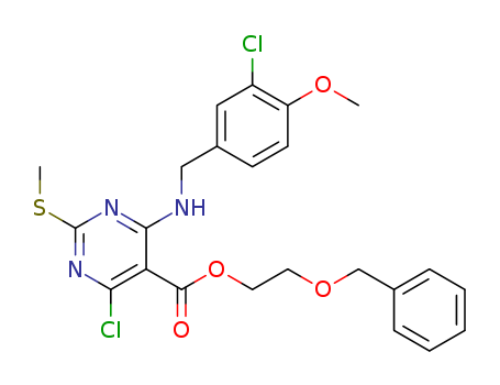 5-Pyrimidinecarboxylic acid,  4-chloro-6-[[(3-chloro-4-methoxyphenyl)methyl]amino]-2-(methylthio)-,  2-(phenylmethoxy)ethyl ester
