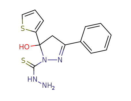 Molecular Structure of 1009831-67-7 (1-carbothiohydrazinoyl-5-hydroxy-3-phenyl-5-(2-thienyl)-2-pyrazoline)