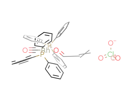 Molecular Structure of 94791-25-0 (Rhodium(1+), carbonyl(2-propenal)bis(triphenylphosphine)-,perchlorate)