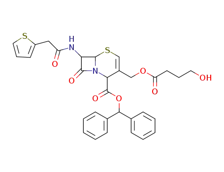 Molecular Structure of 64300-98-7 (benzhydryl 7-(thien-2-ylacetamido)-3-(4-hydroxybutanoyloxymethyl)-2-cephem-4-carboxylate)